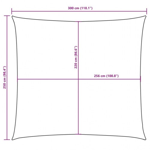 Solsejl 2,5 × 3 m rektangulært - oxfordstof, beige