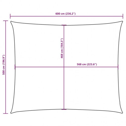 Solsejl 5×6 m - rektangulær i oxfordstof, beige