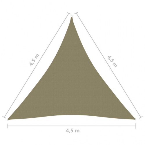 Solsejl 4,5 × 4,5 × 4,5 m - trekantet i oxfordstof, beige