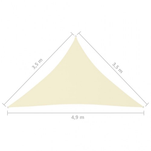 Solsejl 3,5x3,5x4,9 m trekantet oxfordstof cremefarvet