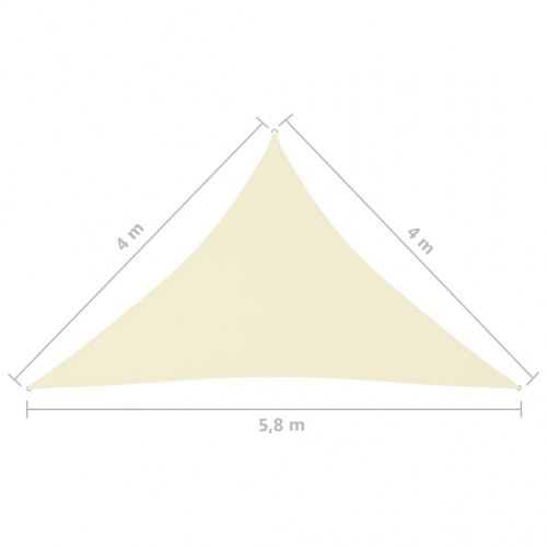 Solsejl trekant 4×4×5,8 m - oxfordstof, cremefarvet