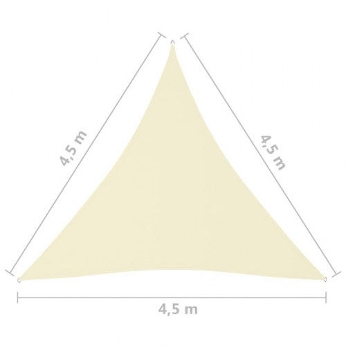 Solsejl trekant 4,5 x 4,5 x 4,5 m - oxfordstof, cremefarvet