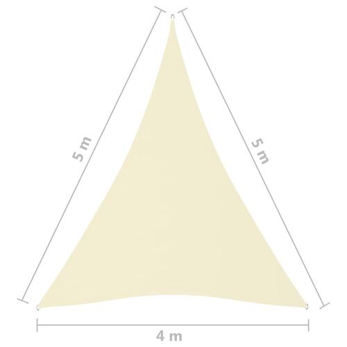 Solsejl 4x5x5 m oxfordstof trekantet cremefarvet