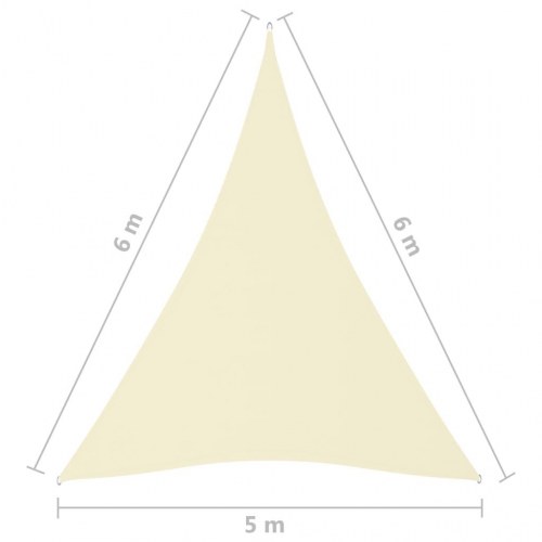 Solsejl trekant 5×6×6 m i oxfordstof - cremefarvet