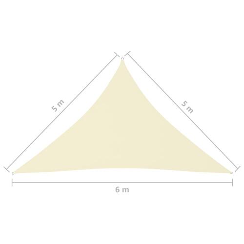 Solsejl 5x5x6 m trekantet oxfordstof cremefarvet