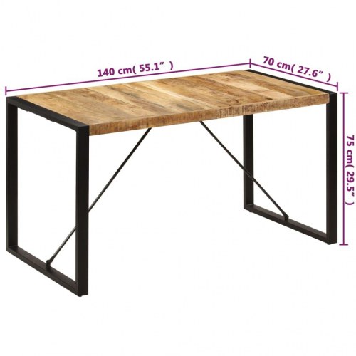 Spisebord i massivt mangotræ - 140 × 70 × 75 cm, industrielt design