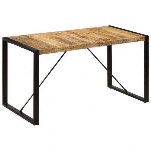 Spisebord i massivt mangotræ - 140 × 70 × 75 cm, industrielt design
