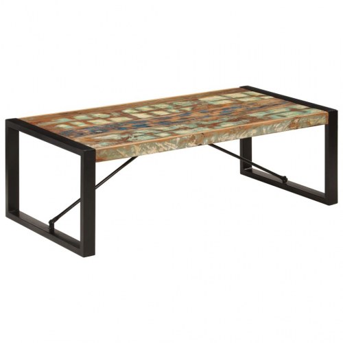 Sofabord 120×60×40 cm i massivt genbrugstræ - industrielt design