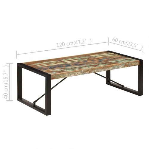 Sofabord 120×60×40 cm i massivt genbrugstræ - industrielt design
