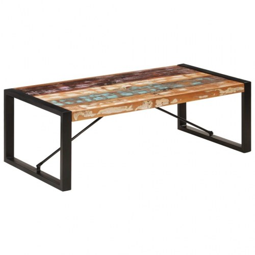 Sofabord 120×60×40 cm i massivt genbrugstræ - industrielt design