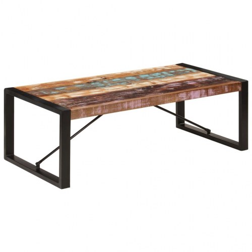 Sofabord 120×60×40 cm i massivt genbrugstræ - industrielt design