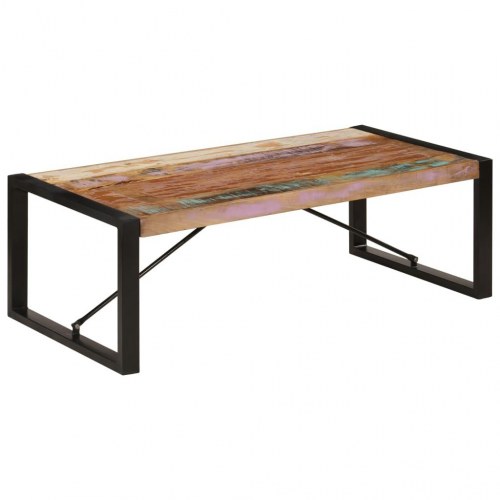 Sofabord 120×60×40 cm i massivt genbrugstræ - industrielt design