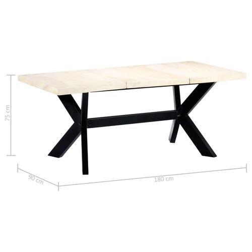 Spisebord 180 x 90 x 75 cm massivt mangotræ hvid