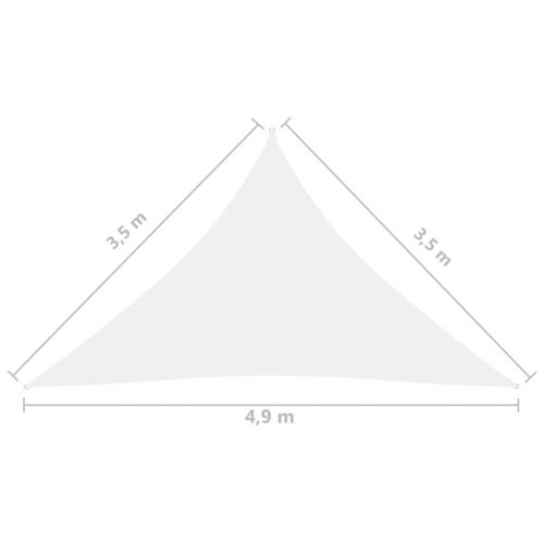 Solsejl trekantet 3,5 × 3,5 × 4,9 m - hvid oxfordstof