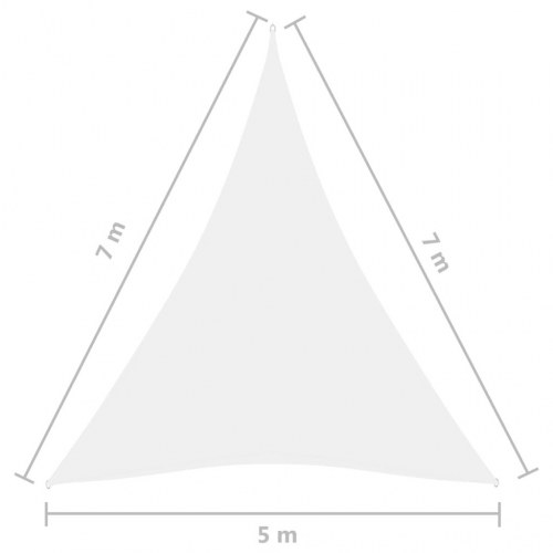 Solsejl trekantet 5 × 7 × 7 m i oxfordstof - hvid