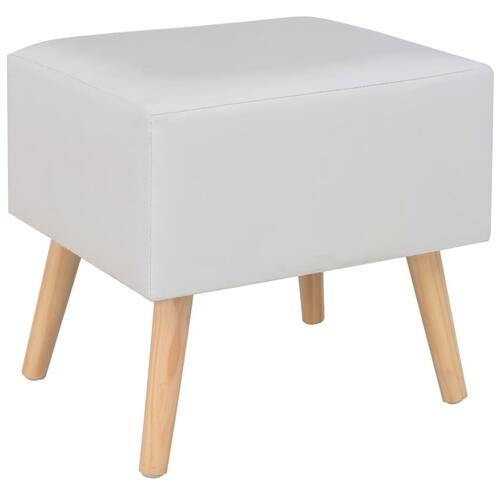 Sengebord 40 x 35 x 40 cm kunstlæder hvid