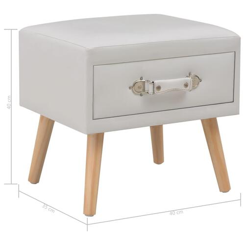 Sengebord 40 x 35 x 40 cm kunstlæder hvid