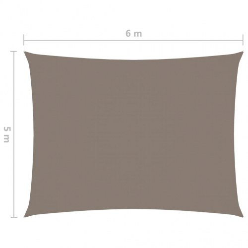 Solsejl 5 × 6 m - rektangulær, oxfordstof, gråbrun