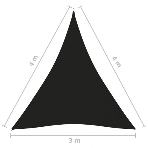 Solsejl trekantet 3 × 4 × 4 m i oxfordstof - sort