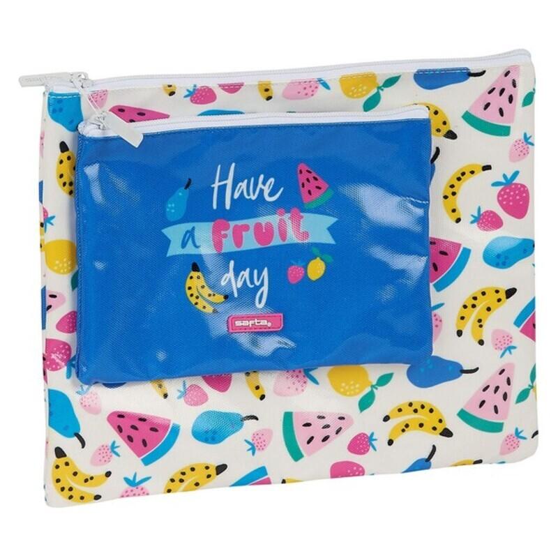 Penalhus Safta Fruits - hvid vadsæk med frugtmotiv