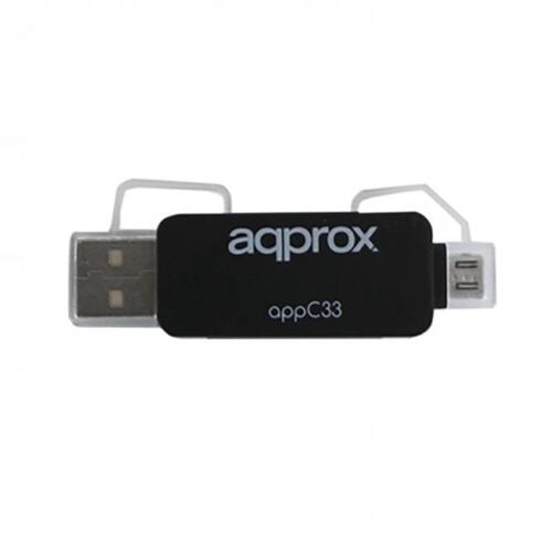 Kortlæser approx! FLTLFL0083 APPC33 Micro SD/SD/MMC Micro USB 480 Mbps 32 GB Sort