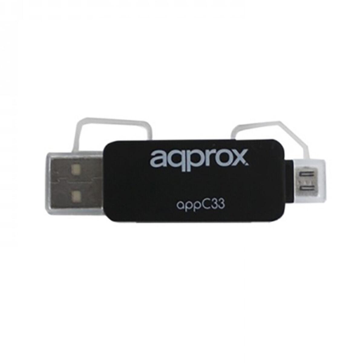 Kortlæser approx! FLTLFL0083 APPC33 Micro SD/SD/MMC Micro USB 480 Mbps 32 GB Sort