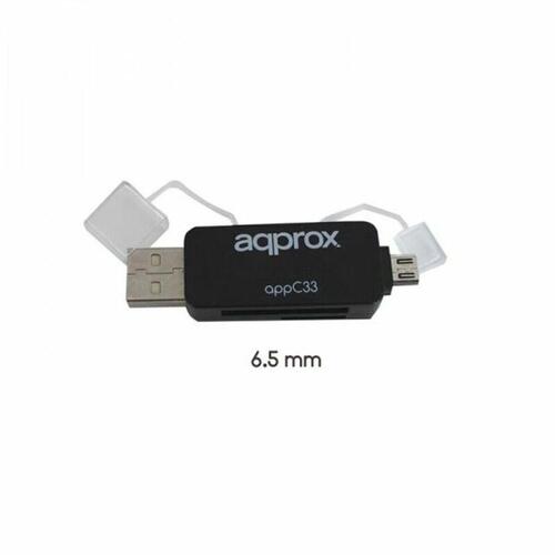 Kortlæser approx! FLTLFL0083 APPC33 Micro SD/SD/MMC Micro USB 480 Mbps 32 GB Sort