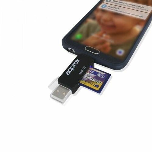 Kortlæser approx! FLTLFL0083 APPC33 Micro SD/SD/MMC Micro USB 480 Mbps 32 GB Sort
