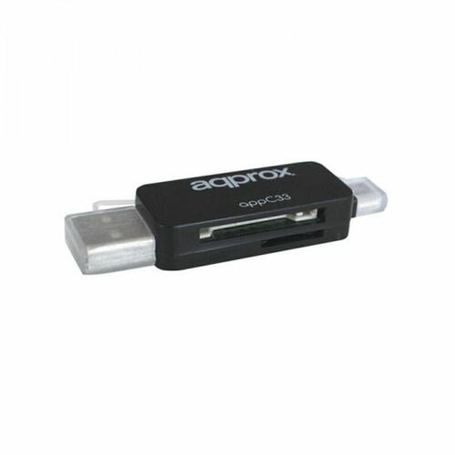 Kortlæser approx! FLTLFL0083 APPC33 Micro SD/SD/MMC Micro USB 480 Mbps 32 GB Sort