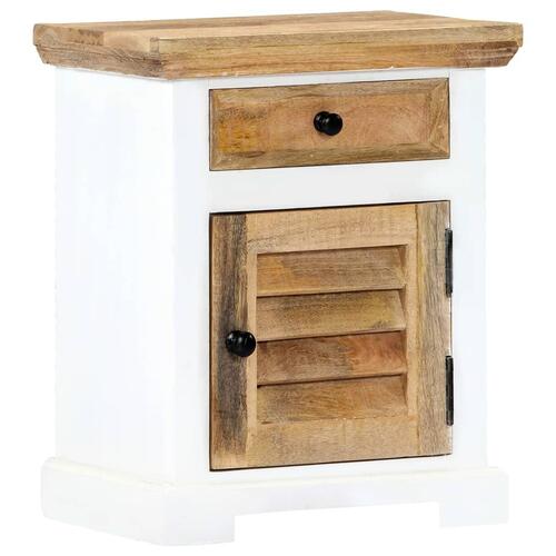 Natbord 40x30x50 cm massivt ru mangotræ hvid og brun