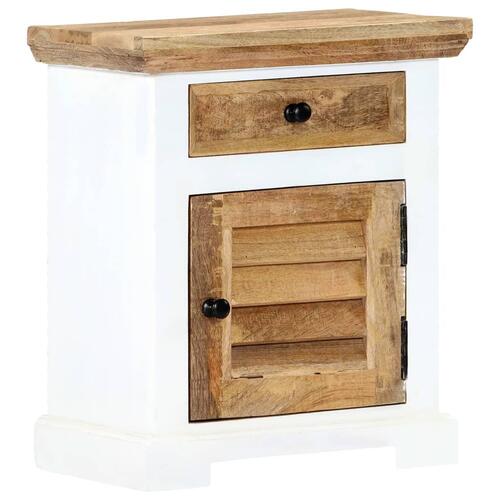 Natbord 40x30x50 cm massivt ru mangotræ hvid og brun