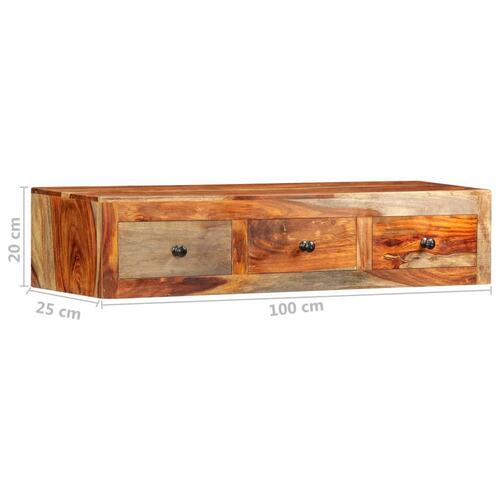 Væghængt konsolbord 100x25x20 cm massivt sheeshamtræ