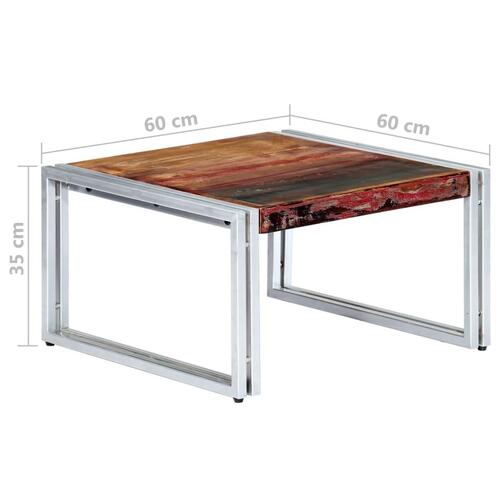 Sofabord 60x60x35 cm massivt genbrugstræ