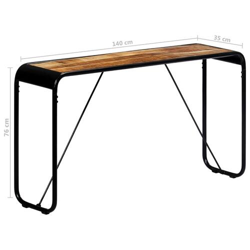 Konsolbord 140 x 35 x 76 cm massivt ru mangotræ