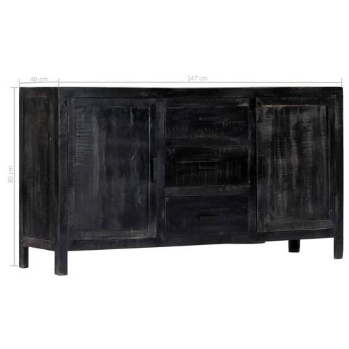 Skænk 147 x 40 x 80 cm massivt mangotræ sort