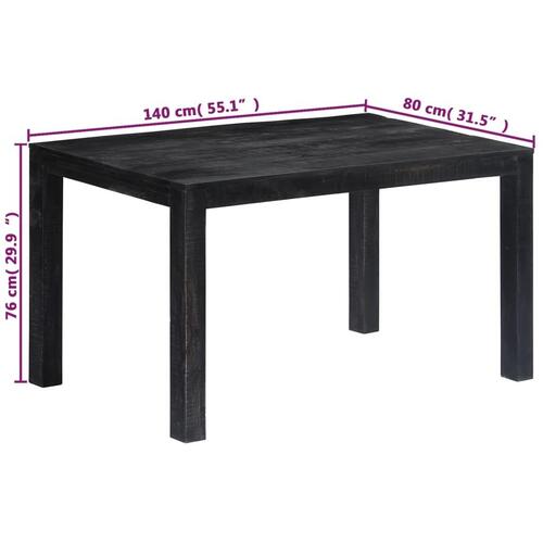 Spisebord 140 x 80 x 76 cm massivt mangotræ sort