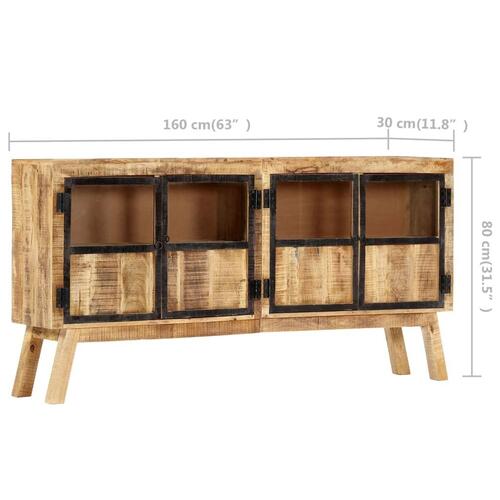 Skænk 160 x 30 x 80 cm massivt ru mangotræ brun og sort