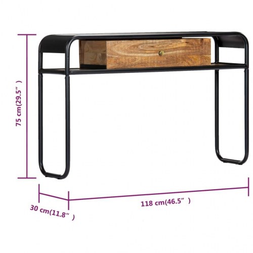 Konsolbord 118 × 30 × 75 cm i massivt mangotræ og stål