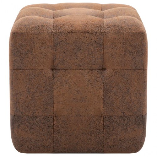 Sengeskabe/natborde - 2 stk., 30 × 30 × 30 cm, imiteret ruskind, brun