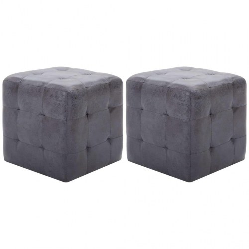Sengeskabe/natborde - 2 stk. 30 × 30 × 30 cm i grå imiteret ruskind