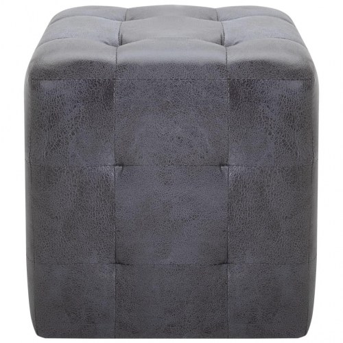Sengeskabe/natborde - 2 stk. 30 × 30 × 30 cm i grå imiteret ruskind