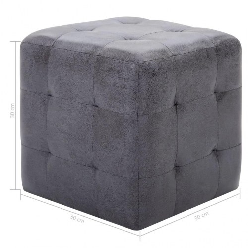 Sengeskabe/natborde - 2 stk. 30 × 30 × 30 cm i grå imiteret ruskind