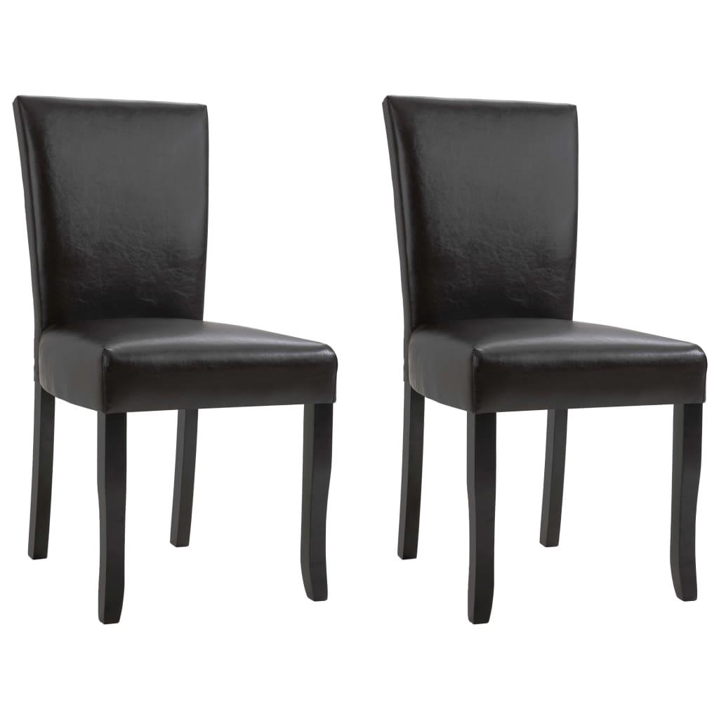 Spisebordsstole 2 stk. kunstlæder brun