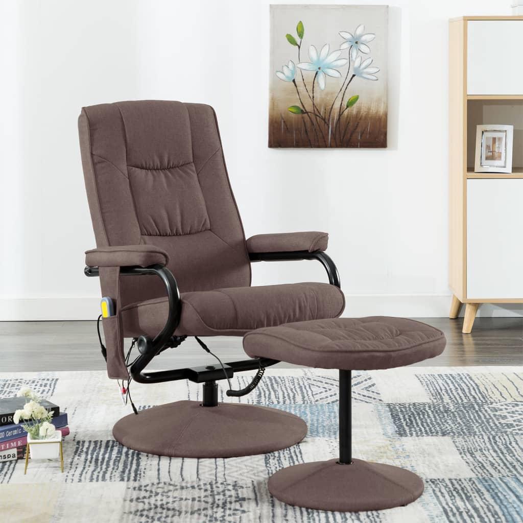 Massagestol med fodskammel stof brun