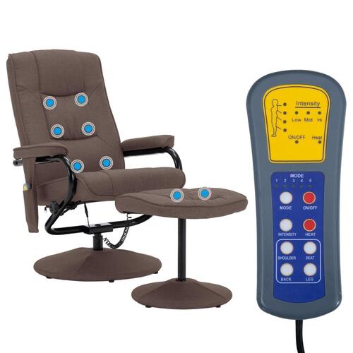 Massagestol med fodskammel stof brun