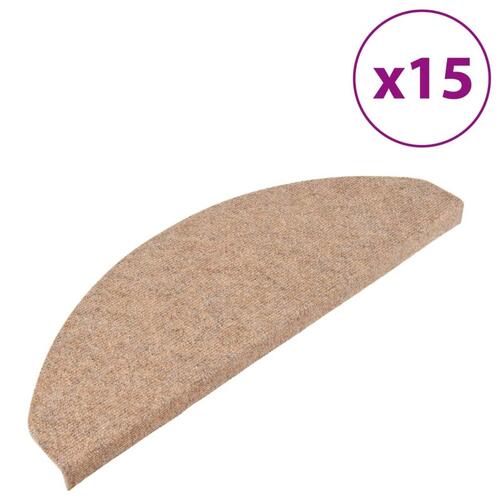 Trappemåtter 15 stk. 65x22,5x3,5 cm selvklæbende beige