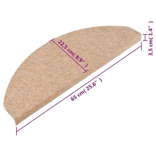Trappemåtter 15 stk. 65x22,5x3,5 cm selvklæbende beige