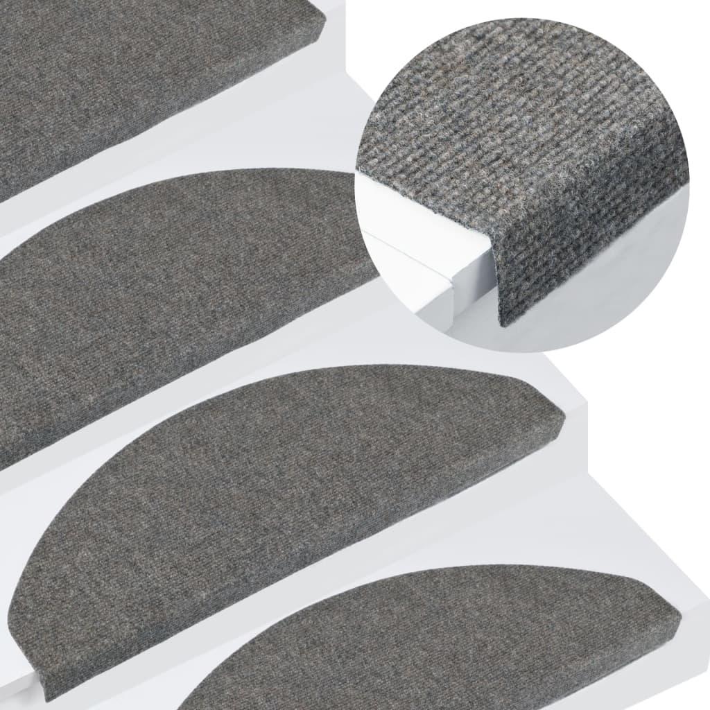 Trappemåtter 15 stk. 65x22,5x3,5 cm selvklæbende grå