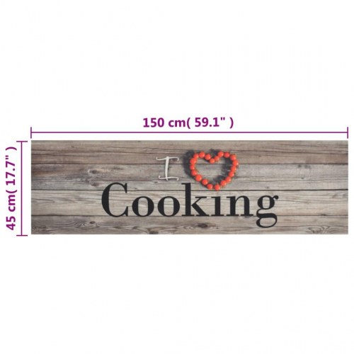 Køkkentæppe 45x150 cm Cooking-design vaskbart velour grå