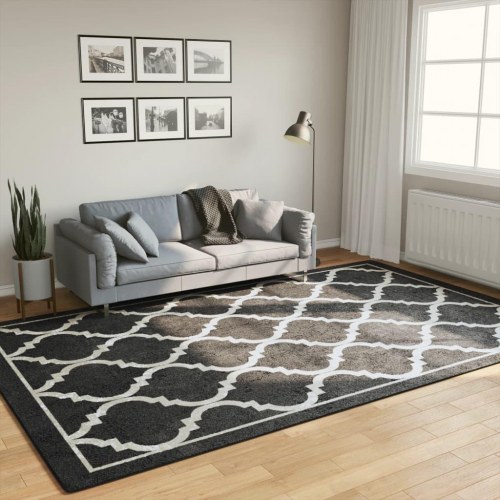 Vaskbart gulvtæppe 190×300 cm - sort/hvid, geometrisk mønster